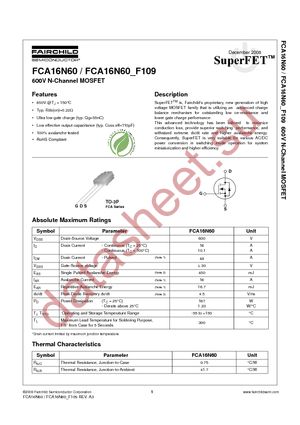 FCA16N60_F109 datasheet  